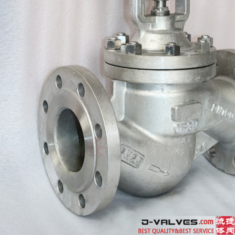 DIN DN100 PN25 A351 CF3M stainless steel flange globe valve