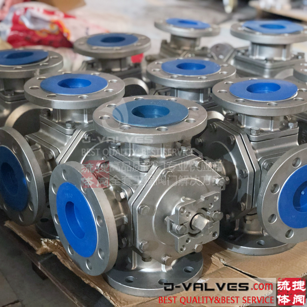 Three Way Stainless Steel Flange Ball Valve ISO5211 High Pad