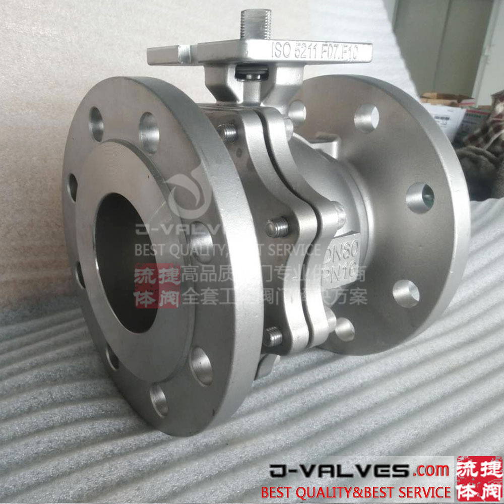 2PC Stainless Steel Flange Ball Valve with ISO5211 Mounting Pad