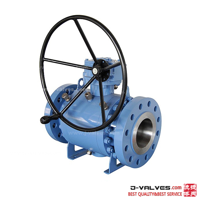 API6D Full Bore Forged Steel A105 Gear Operator Trunnion Ball Valves 